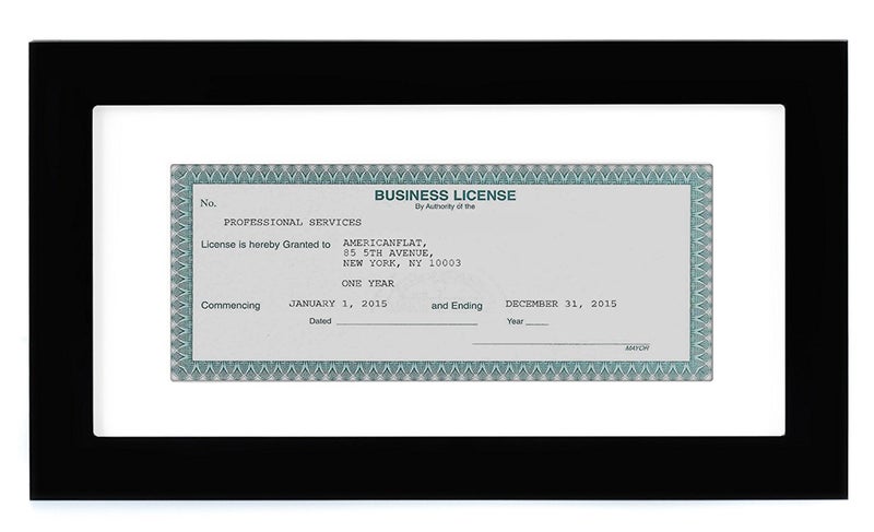 Americanflat 5x10 Business License Frame with Shatter-Resistant Glass - Use as 3.5x8 Frame with Mat or Display 5x10 Document Without Mat - Legacy Collection - Black License Frames for Tabletop or Wall - Image 1